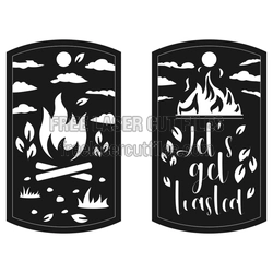 Camping Keychain Laser Cut File with Campfire Quote