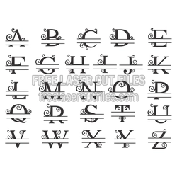 Decorative Split Alphabet Letters for Laser Cut Projects