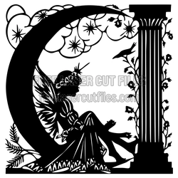 Fairy and Moon Decorative Laser Cut Template