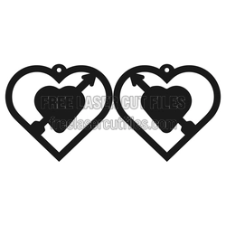 Heart Arrow Earrings Laser Cut File, Valentine Gift Idea