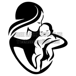 Mother and Baby Clipart Laser Cut Design, Ready to Cut
