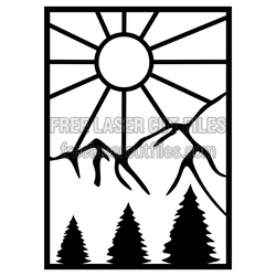 Sun and Mountain Scene Laser Cut Wall Decor