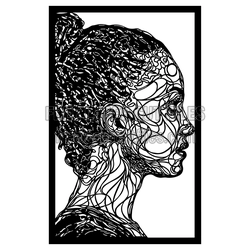 Woman Line Art Portrait Laser Cut Template