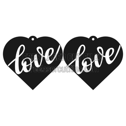 Love Heart Earrings Laser Cut File, Ready to Cut Gift Idea
