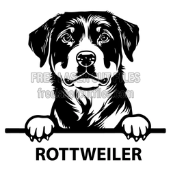 Rottweiler Dog Laser Cut File, Peeking Puppy Breed Design