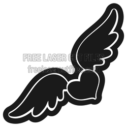 Winged Heart Laser Cut File, Free Ready to Cut Decor