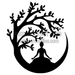 Yoga Tree Meditation Silhouette Free Laser Cut Design