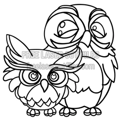 Cute Owls Clipart Laser Cut Design, Free DXF Template