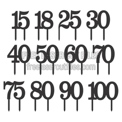 Decorative Number Cake Toppers 15 to 100, Ready to Cut
