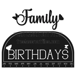 Family Birthday Laser Cut Sign with Month Name Slots
