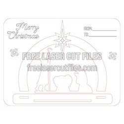 Merry Christmas Nativity Card Laser Cut File