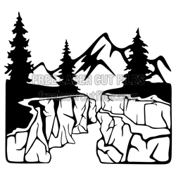 Mountain Scene Laser Cut File, Ready to Cut Nature Silhouette