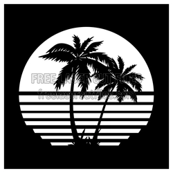 Palm Tree Sunset Scene Laser Cut File