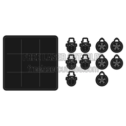 Christmas Tic Tac Toe Game Board with Holiday Pieces