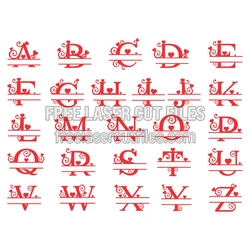 Decorative Alphabet Set with Hearts, Laser Cut Letters