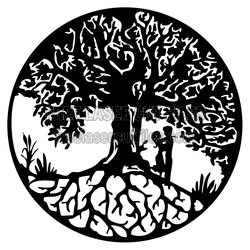 Layered Tree Scene Round Panel Laser Cut Design