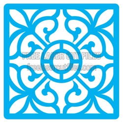 Ornamental Square Stencil Design for Laser Cutting