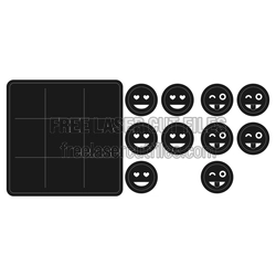 Tic Tac Toe Laser Cut Game with Emoji Pieces