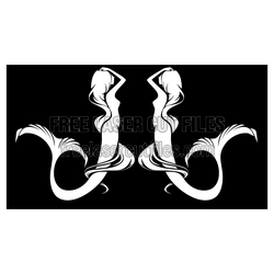 Two Mermaid Silhouette Wall Art Laser Cut Template