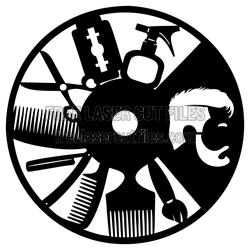 Barber Shop Wall Clock Laser Cut Design, Ready to Cut