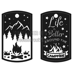 Camping Keychain Holder with Campfire Quote, Laser Ready