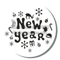 New Year Christmas Round Sign Laser Cut File