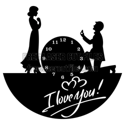 Couple I Love You Wall Clock Laser Cut Design