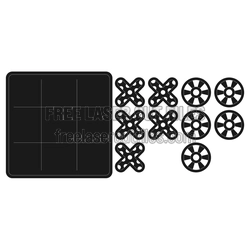Laser Cut Tic Tac Toe Game Board and Pieces