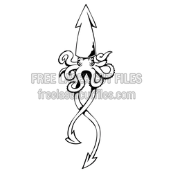 Stylized Octopus Clipart Laser Cut Design, Ready to Cut