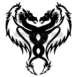 Twin Dragon Tribal Clipart for Laser Cutting