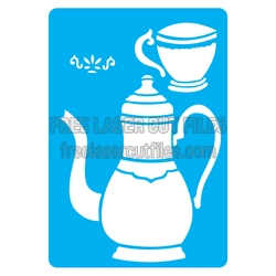 Arabic Coffee Pot Stencil Design for Laser Cutting