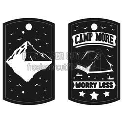 Camping Keychain Tags with Tent and Mountain Design