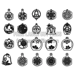 Christmas Ornament Pendant Set for Laser Cutting