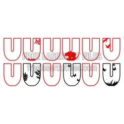 Decorative Split Letter U Laser Cut File Set