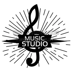 Music Studio Treble Clef Sign Logo Design, Ready to Cut