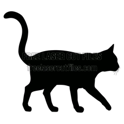 Walking Cat Silhouette Laser Cut File, Free Vector Template