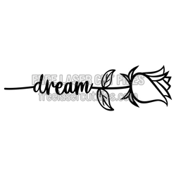Dream Flower Cut File with Rose Line Art, Ready to Cut