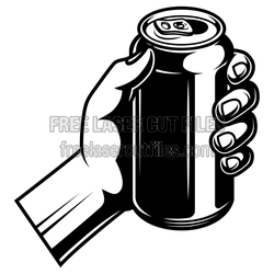 Hand Holding Beer Can Clipart for Laser Cutting