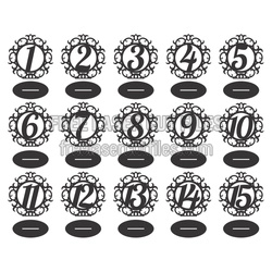 Ornate Table Numbers 1-15 Laser Cut File, Ready to Cut