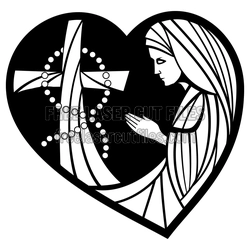 Praying Nun in Heart Free Laser Cut Clipart Design