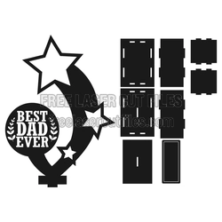 Best Dad Ever Star Trophy Laser Cut File, Ready to Cut