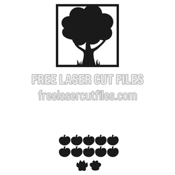 Family Tree Layered Laser Cut Frame with 10 Fruit Charms