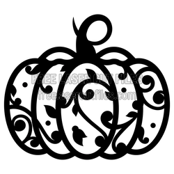 Floral Pumpkin Halloween Ornament Ready to Cut Design