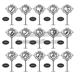 Ornate Heart Table Numbers 1-15 Laser Cut File