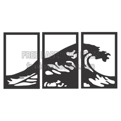Set of 3 Wave Panel Laser Cut Designs, Ready to Cut