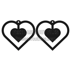Double Heart Valentine Earrings Laser Cut File