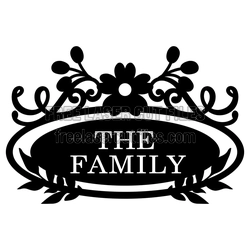 Elegant Family Name Sign with Floral Frame, Laser Ready