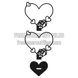 Love Photo Frame Laser Cut Design with Hearts, Ready to Cut