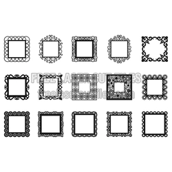 Openwork Square Monogram Frames for Laser Cutting