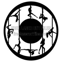 Pole Dancers Wall Clock Laser Cut File, Ready to Cut